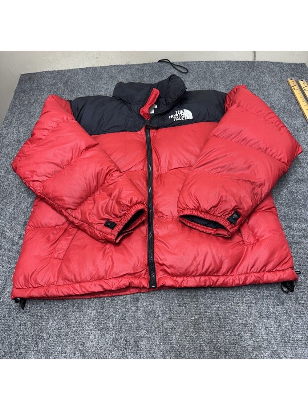 The North Face 700 Down Puffer Jacket Mens XL Red Black W/stow Away Hoodie